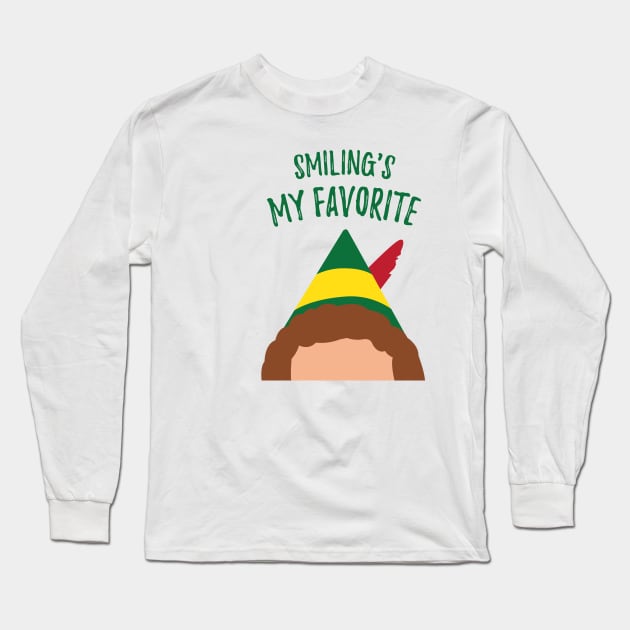 Buddy the Elf Inspired Quote Smiling's My Favorite Long Sleeve T-Shirt by Lavenderbuttons